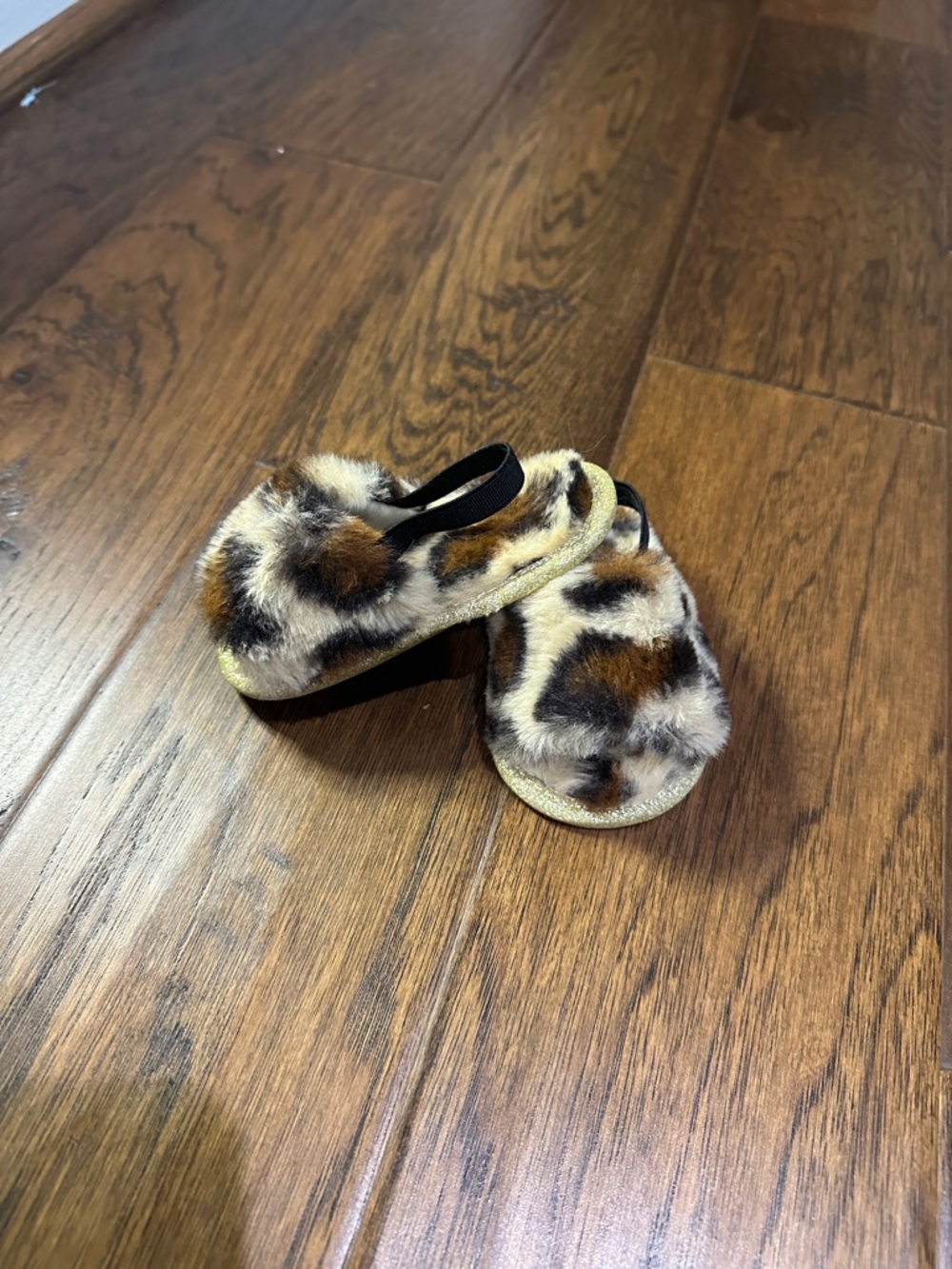 Faux Fur Leopard Print Baby slippers
